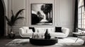Elegance in a black and white living room: neo-barroarco style in every detail Royalty Free Stock Photo