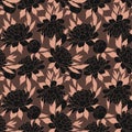 Elegance dark seamless pattern with peony flowers. Floral background. Royalty Free Stock Photo