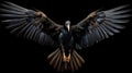 Elegance in Darkness: Crow Spreading Its Wings on a Black Canvas