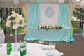 Elegance decorated marrige couple`s wedding table