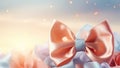 Elegance Defined: A Jeweled Pink Satin Bow Against a Soft Pastel Glow. Generative AI