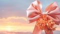 Elegance Defined: A Jeweled Pink Satin Bow Against a Soft Pastel Glow. Generative AI