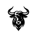 Elegance drawing art buffalo cow ox bull head vector illustration on white background Royalty Free Stock Photo