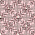 Elegance floral greek vector seamless pattern. Jewelry pink background with 3d white pearls. Paisley flowers with greek