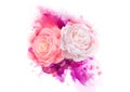 Elegance flowers bouquet of pink color roses. Composition with blossom flowers on the artistic abstract background