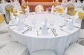 Elegance of glasses on table set up for dinning room Royalty Free Stock Photo