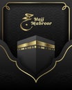 Elegance Hajj Mabroor Poster, Flyer, Social Media Post Template With Kaba And Islamic Pattern