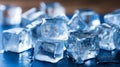 Cool Elegance: Ice Cubes on a Blue Background. Selective focus. Shallow depth of field. Royalty Free Stock Photo