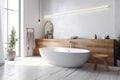 elegance interior bathroom bathtub home white wood house luxury architecture modern. Generative AI. Royalty Free Stock Photo