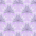 Elegance lace 3d greek floral vector seamless pattern. Ornamental light violet patterned background. Ethnic tribal style repeat g