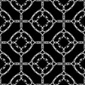 Elegance lace lines seamless pattern. Black and white lacy ornamental vector background. Intricate hand drawn line art grid