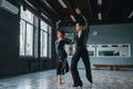 Elegance man and woman on ballrom dance training Royalty Free Stock Photo