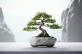 Elegance in Miniature Bonsai Tree Thriving in a Beautiful Marble Vase. created with Generative AI Royalty Free Stock Photo