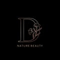 Elegance Nature Beauty Outline Flower Initial Letter D logo icon in vector ornate Flower leaf template design Royalty Free Stock Photo