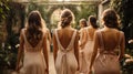 Elegance in Nature: Bridal Party in an Enchanting Garden