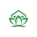 Elegance Nature Lotus Flower House Logo Template Royalty Free Stock Photo