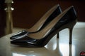 Elegance personified Modern womens black patent leather stiletto heel