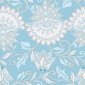 Elegance seamless pattern with ethnic flowers and leaf, vector floral illustration in vintage style Royalty Free Stock Photo