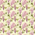 Elegance seamless pattern in vintage style with black Currant flowers. Royalty Free Stock Photo