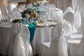 Elegance table set up for wedding in the restaurant Royalty Free Stock Photo