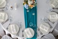 Elegance table set up for wedding in the restaurant Royalty Free Stock Photo