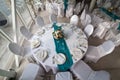 Elegance table set up for wedding in turquoise top view Royalty Free Stock Photo