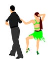 Elegance tango Latino dancers vector illustration isolated on white background. Dancing couple. Partner dance salsa. Royalty Free Stock Photo