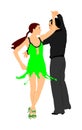 Elegance tango Latino dancers vector illustration isolated on white background. Dancing couple. Partner dance salsa. Royalty Free Stock Photo