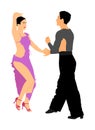 Elegance tango Latino dancers vector illustration isolated on white background. Dancing couple. Partner dance salsa. Royalty Free Stock Photo