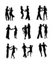 Elegance tango Latino dancers vector silhouette isolated on white background. Dancing couple. Partner dance salsa, woman and man Royalty Free Stock Photo