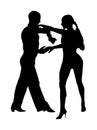 Elegance tango Latino dancers vector silhouette isolated on white background. Dancing couple. Partner dance salsa.