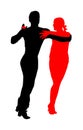 Elegance tango Latino dancers vector silhouette isolated on white background. Dancing couple. Partner dance salsa, woman and man. Royalty Free Stock Photo