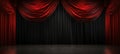 Dramatic Red Theater Curtains on Black Stage Royalty Free Stock Photo