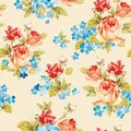 Elegance vector illustration texture with roses and forget-me-not. Stylish beautiful floral seamless pattern Royalty Free Stock Photo