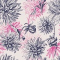 Elegance vintage dahlia flowers seamless pattern Royalty Free Stock Photo