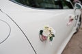 Elegance wedding limousine car with floral decoration Royalty Free Stock Photo