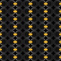 Elegance white silver circle geometric seamless pattern with gold dot decoration wallpaper textile on black background Royalty Free Stock Photo