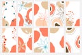 Elegant abstract background. Social media banner template. Botanical vector set. Floral drawing with abstract shape Royalty Free Stock Photo