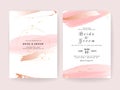 Elegant abstract background. Wedding invitation card template set with watercolor splash and gold decoration. Brush stroke for Royalty Free Stock Photo