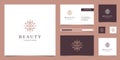 Elegant abstract flowers inspiring beauty, yoga and spa. logo design and business card