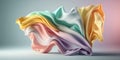 elegant abstract flowing satin silk fabric background. pastel colours. Generative ai