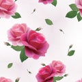 Elegant abstract seamless floral pattern with red and pink roses Royalty Free Stock Photo