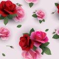 Elegant abstract seamless floral pattern with red and pink roses Royalty Free Stock Photo