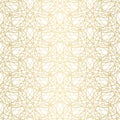 Elegant abstract seamless tangled doodle vector pattern. Gold line shapes on white background.