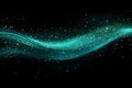 Elegant abstract turquoise wave with sparkling particles on a black background Royalty Free Stock Photo
