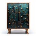 Elegant Abstraction: Metallic Colored Cabinet With Circuit Boards Royalty Free Stock Photo