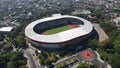 The elegant aerial view, football field, Manahan stadium, Solo. : Solo, Indonesia - 23 April 2021