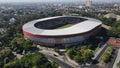 The elegant aerial view, football field, Manahan stadium, Solo. : Solo, Indonesia - 23 April 2021