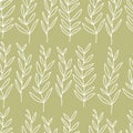 Elegant pastel seamless background with foliage. Wedding pattern in light colors. Line art style leaves. Scandi decor. Wall art,