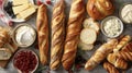 An elegant affair with a French touch featuring a spread of crusty baguettes creamy cheeses and delicate pastries for a Royalty Free Stock Photo